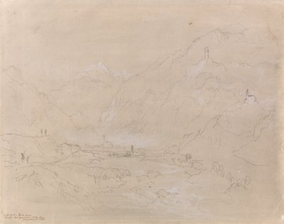 Gebirgige Landschaft mit Stadt im Tal von Joseph Mallord William Turner